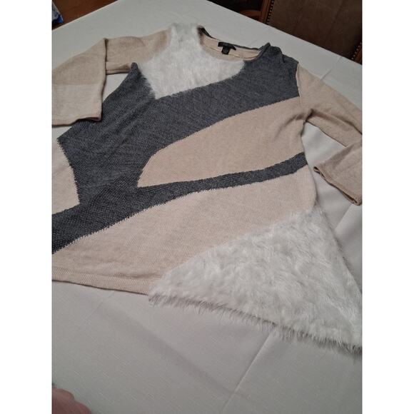 VTG Style & Co Size L Knit Sweater Tunic Dress Long Sleeve Fuzzy Fur Grandma - Picture 2 of 9